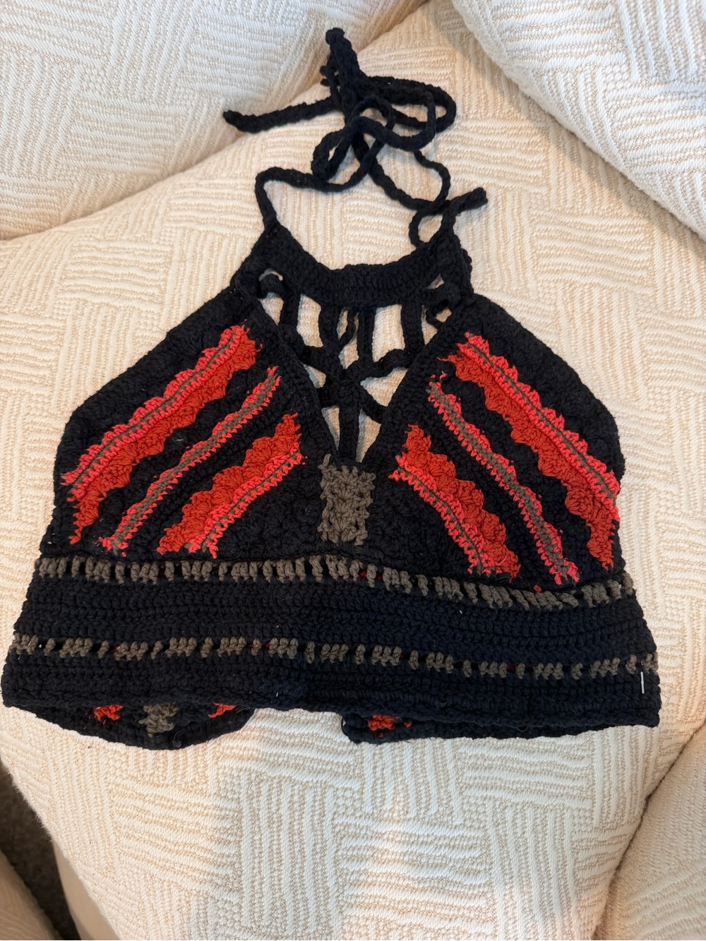 Forever 21 Crochet Halter Too. Goth. Spooky Season. Lace Up. Fall. Festival. S - Picture 2 of 7